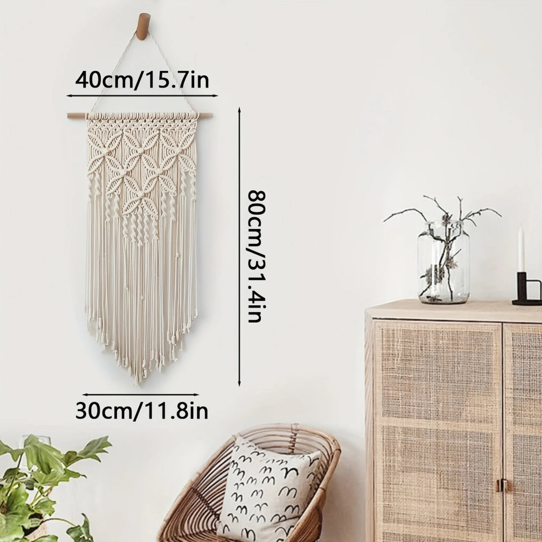 Macrame Wall Hanging Tapestry – Handmade Ethnic Chic Woven Wall Art Decor