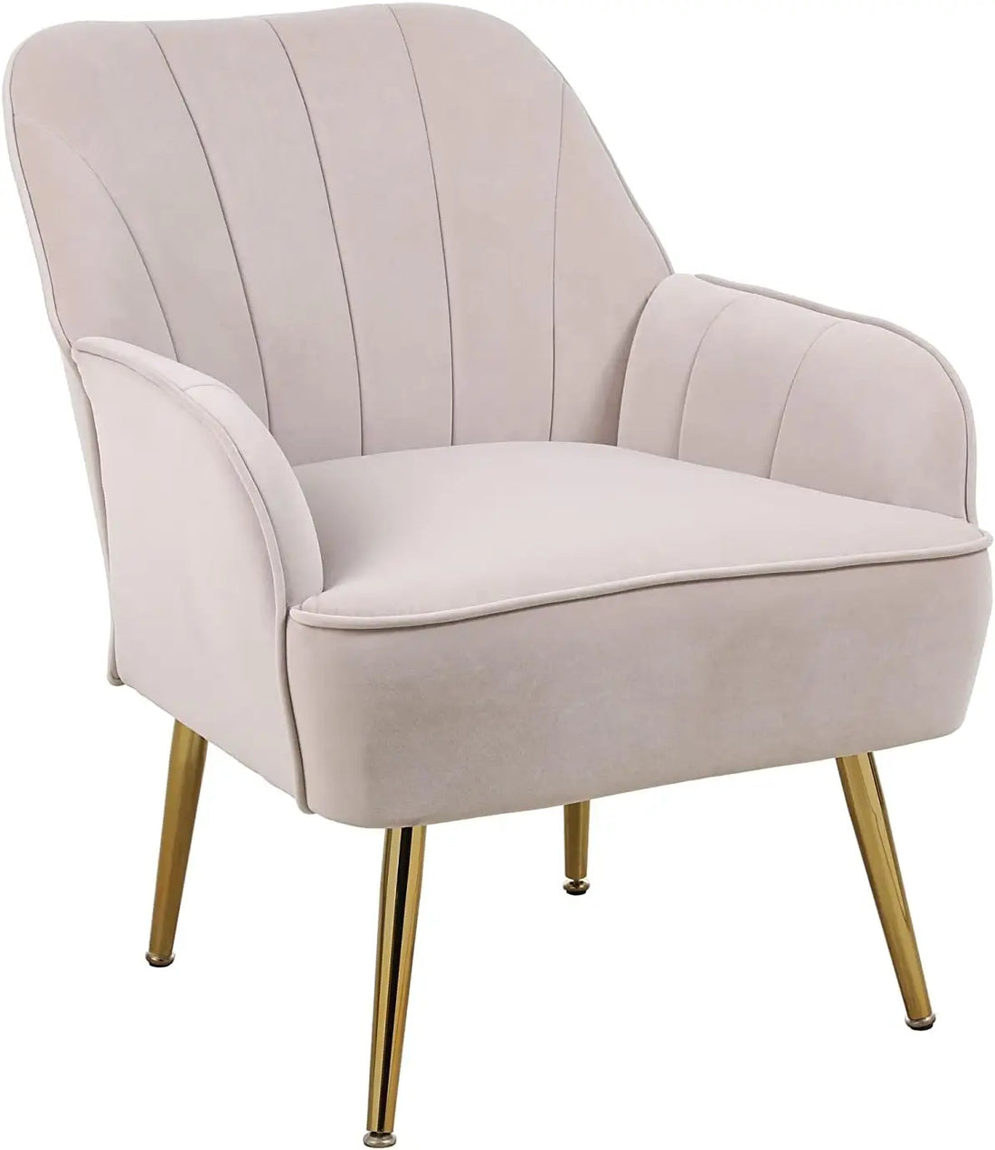 Goujxcy Accent Chair – Velvet Upholstered Tufted Armchair with Golden Metal Legs