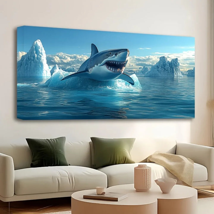 Great White Shark Canvas Print – Modern Animal Poster for Home Décor