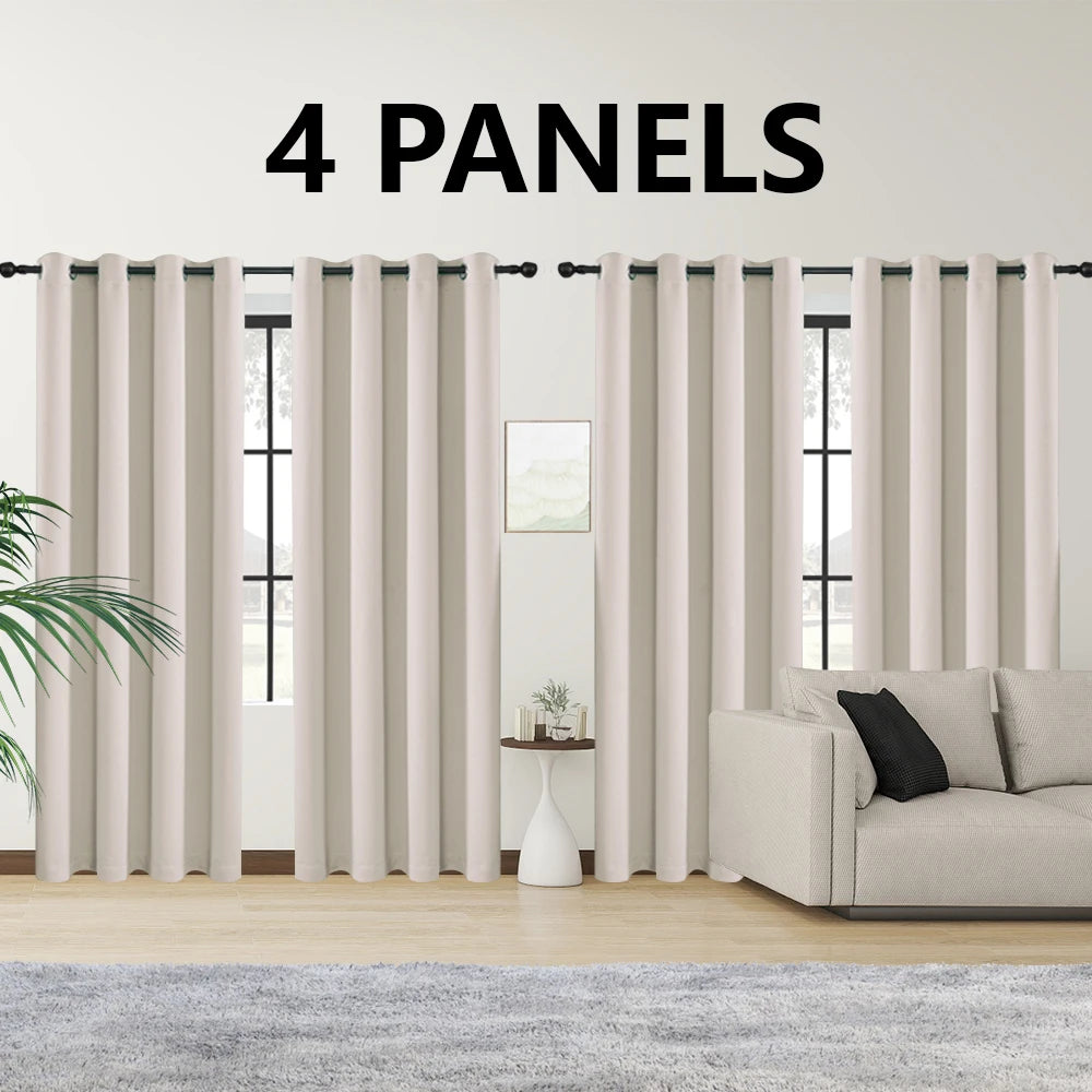 4 Blackout Curtains with Perforated Top – Perfect for Ultra Wide Windows