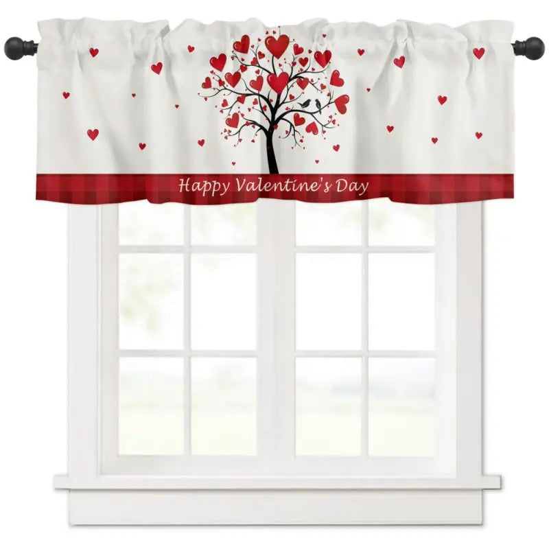 Valentine's Day Semi-Shaded Kitchen Curtain – Floral Printed Coffee Bay Half Curtain