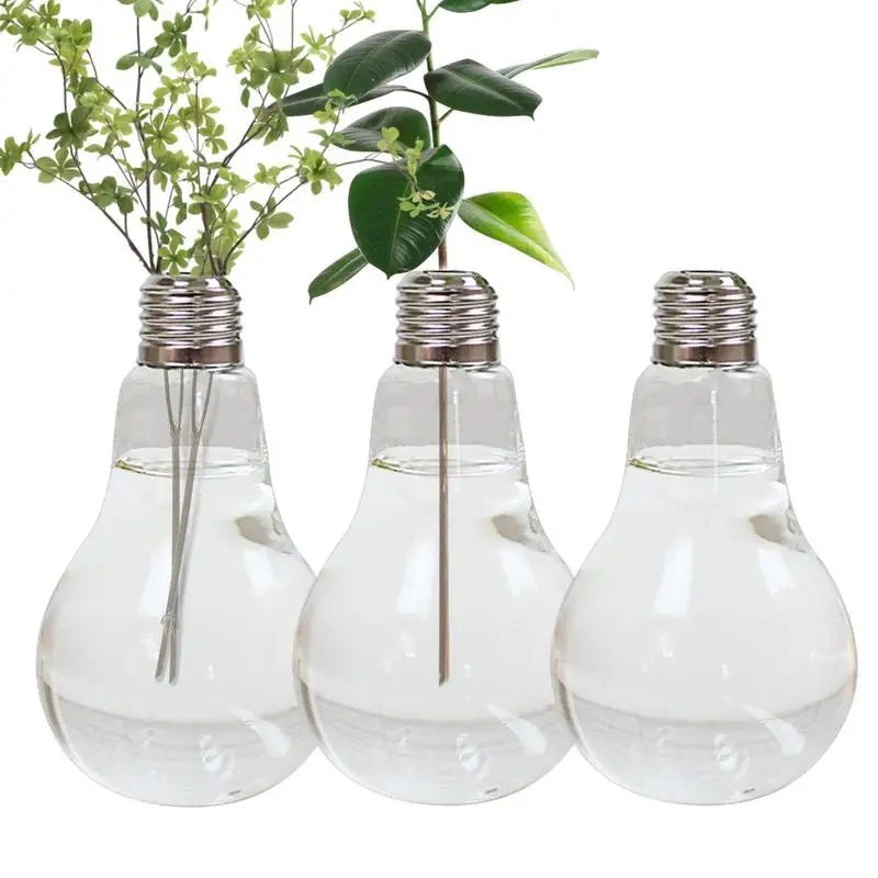 2/3pcs Light Bulb Flower Vase – Transparent Glass Vase for Desktop Hydroponics