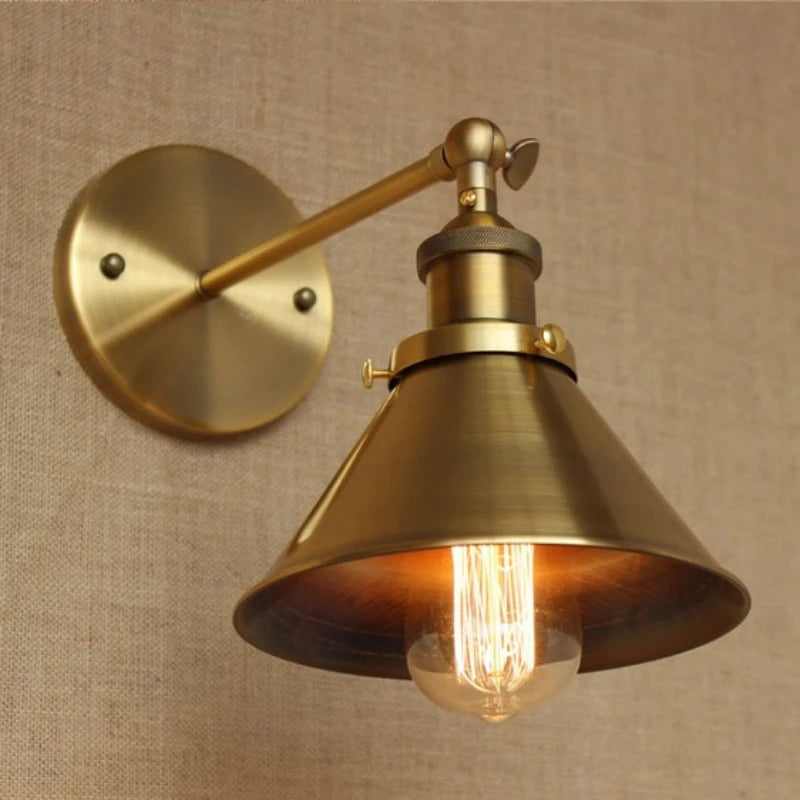 Wrought Iron & Brass Vintage Wall Lamp