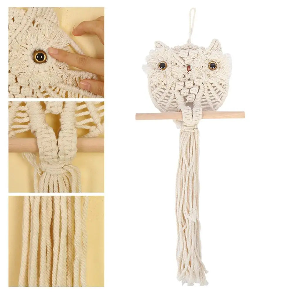 Macrame Wall Decor Bohemian Owl Shape Pendant For Wall Vivid Macrame Tapestry Home Decorations For Living Room Study Room Dining