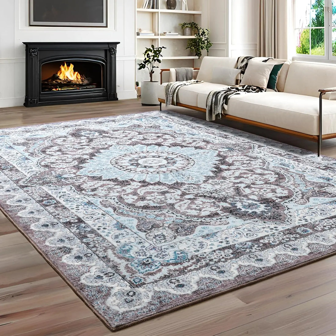 Noahas Machine Washable Vintage Area Rug - Perfect for Living Rooms