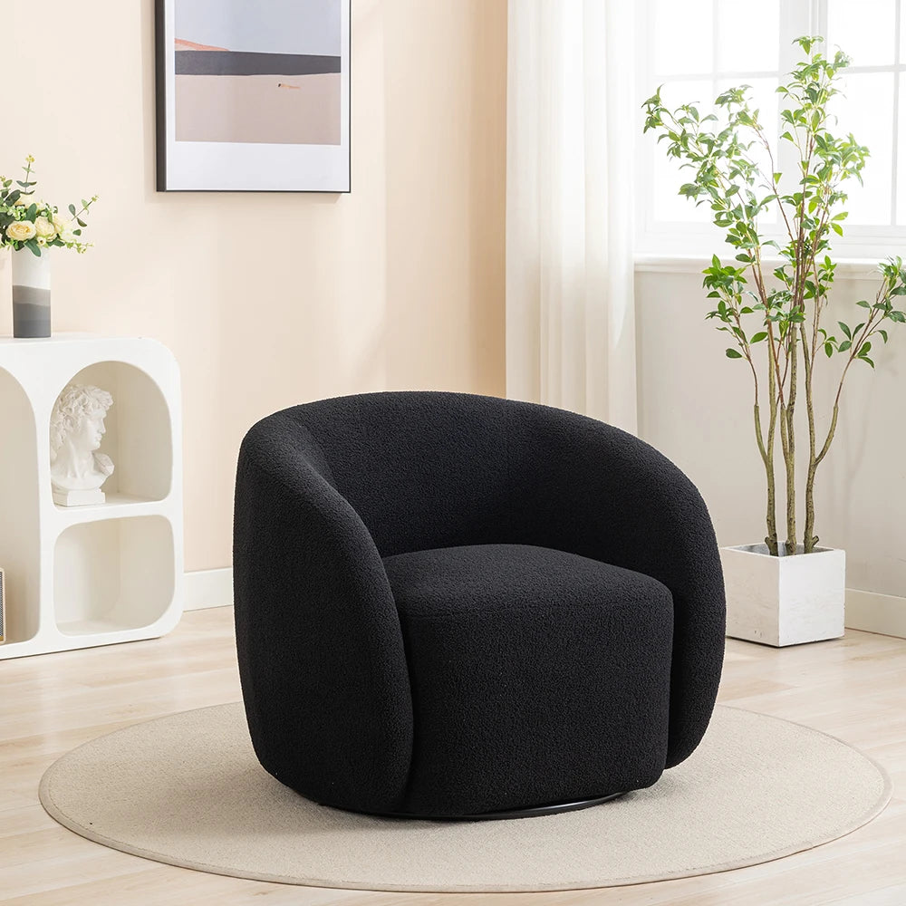 SEYNAR Modern Velvet 360 Degree Swivel Accent Armchair - Upholstered Round Barrel Chair