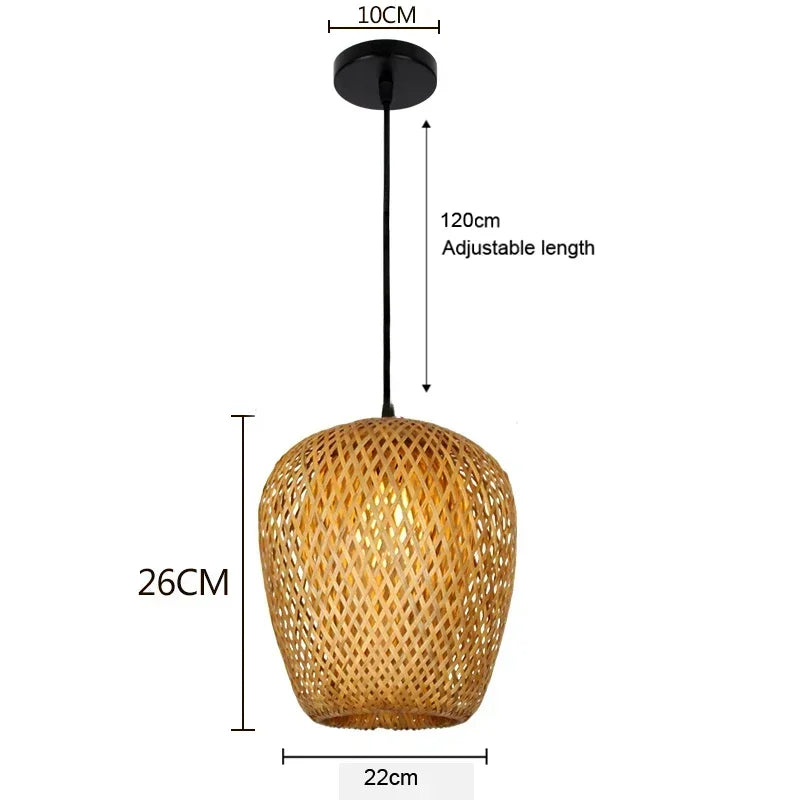 Hand-Woven Bamboo Chandelier – Southeast Asia Style Rattan Wicker Pendant Light