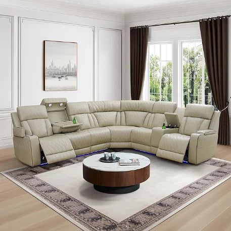 Power Recliner Sectional Sofa with LED Light