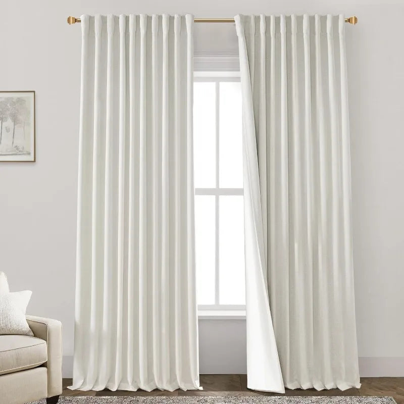 Farmhouse Curtains for Living Room – 102 Inches Long, 2-Panel Set for Bedroom (70” W x 102” L, Cream)