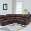 Recliner Bonded Leather Sectional Sofa with Console – Multiple Colors (Brown, Left Console Sectional)