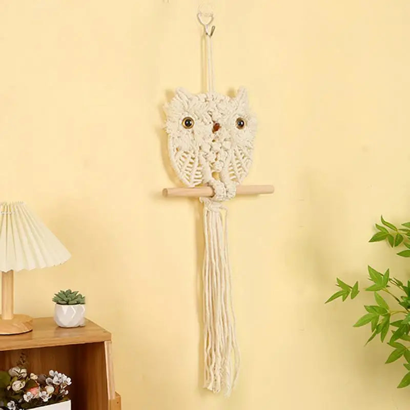 Macrame Wall Decor Bohemian Owl Shape Pendant For Wall Vivid Macrame Tapestry Home Decorations For Living Room Study Room Dining