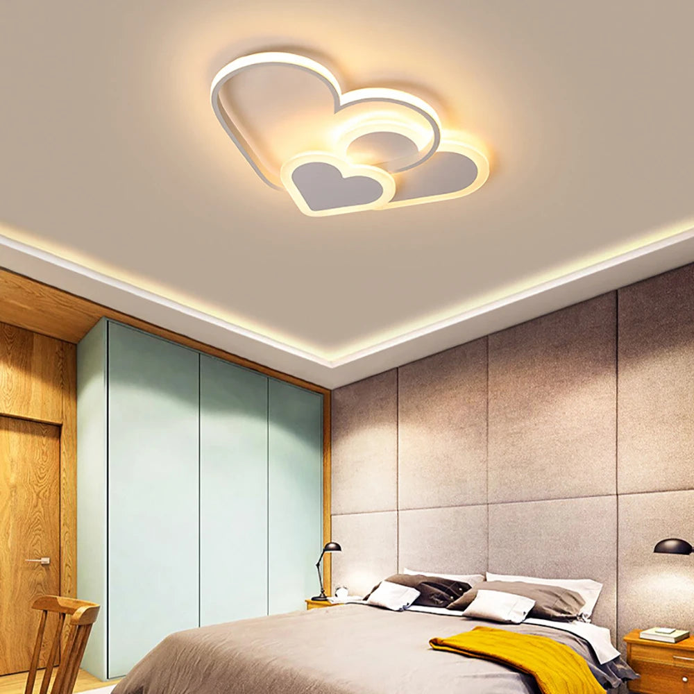 Modern Minimalist LED Ceiling Light – Heart-Shaped Dimmable Nordic Style Lamp for Children's Room, Bedroom, and Home Decor