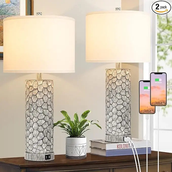 Brightever Table Lamps with Dual USB Charging Ports Set of 2