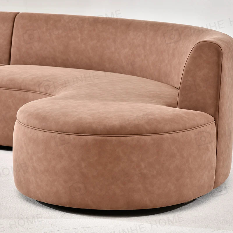 Curved Leather Sofa – Three or Four Seater Customizable Living Room Furniture