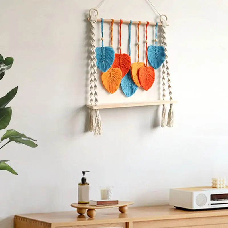 Macrame Leaf Wall Decor – Handmade Boho Tapestry for Modern Bohemian Spaces