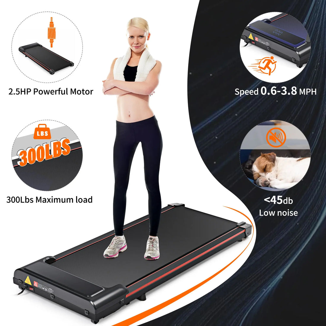 Walking Pad – 300 lb Capacity Under-Desk Treadmill for Home & Office