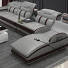 MINGDIBAO Italian Genuine Leather Sectional Sofa - Bluetooth, Massage Chaise & Functional Headrests