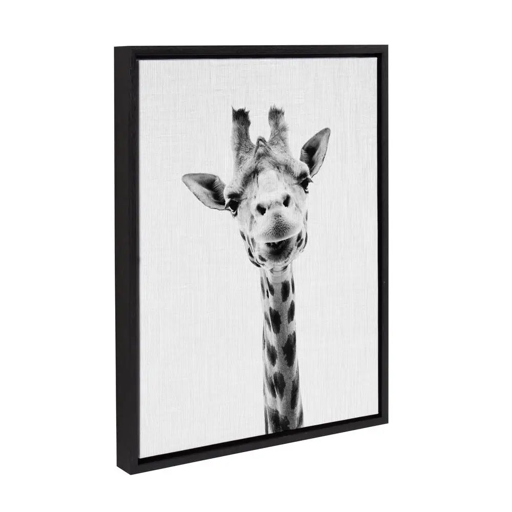 Giraffe Animal Print Portrait Wall Art by Simon Te Tai – 18x24 Black & White Nature Theme