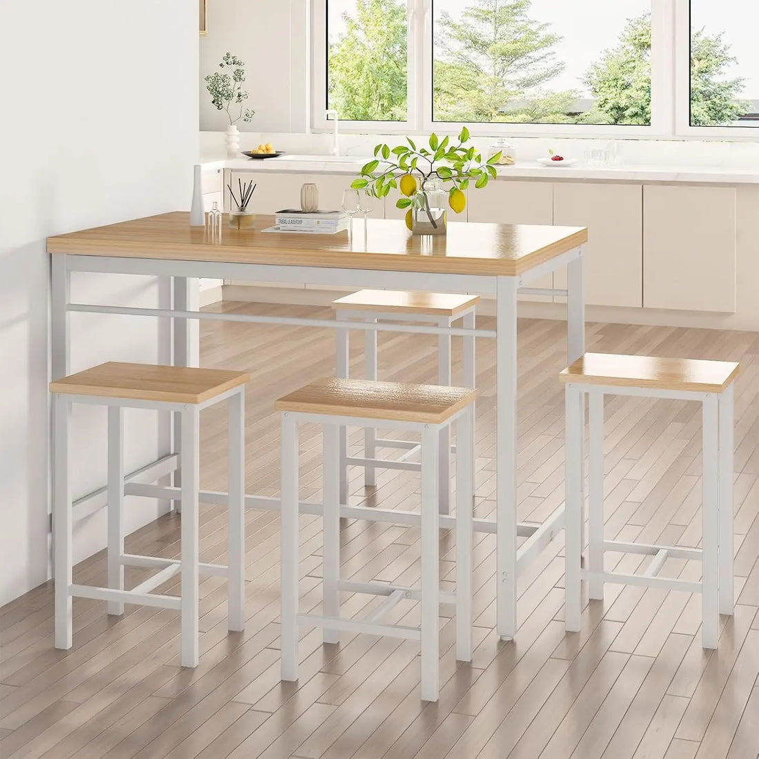 5-Piece Counter Height Bar Table & Chairs Set – Space-Saving Dining Solution