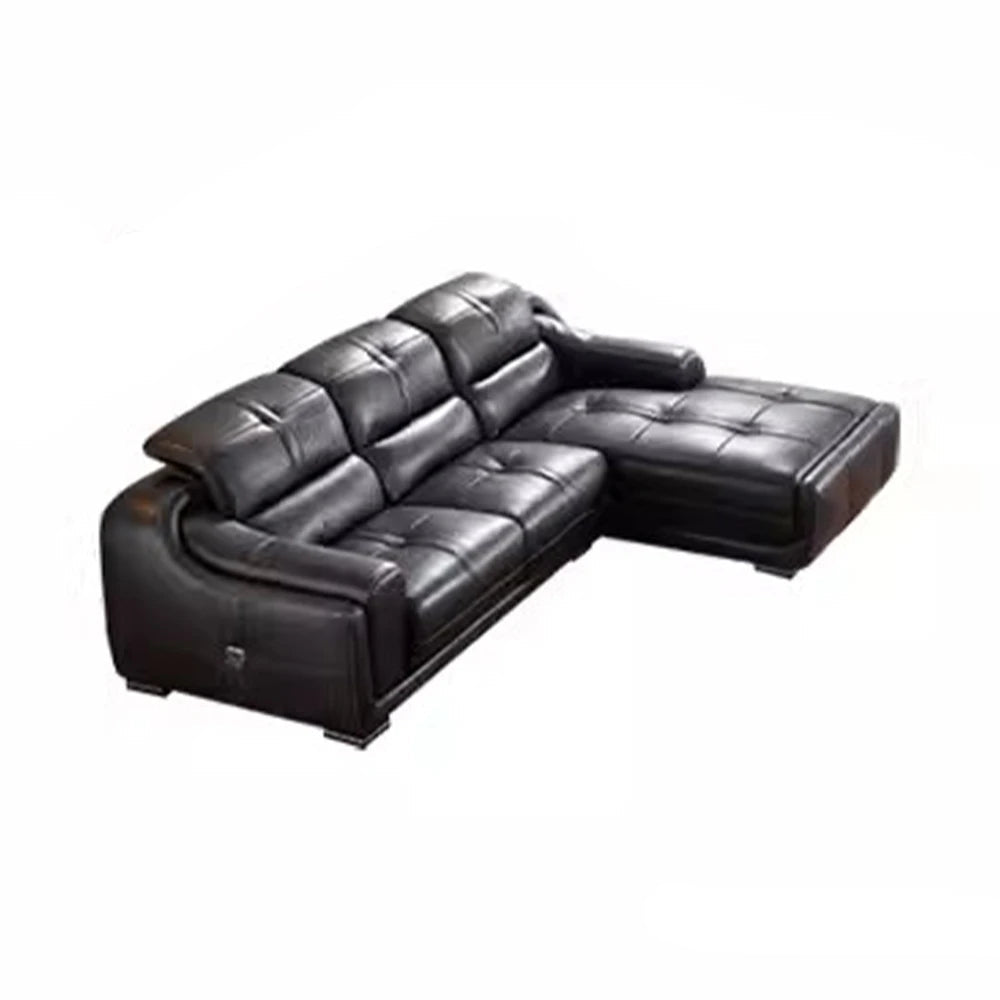 MANBAS Premium Italian Genuine Leather Sectional Sofa Set with Adjustable Headrests