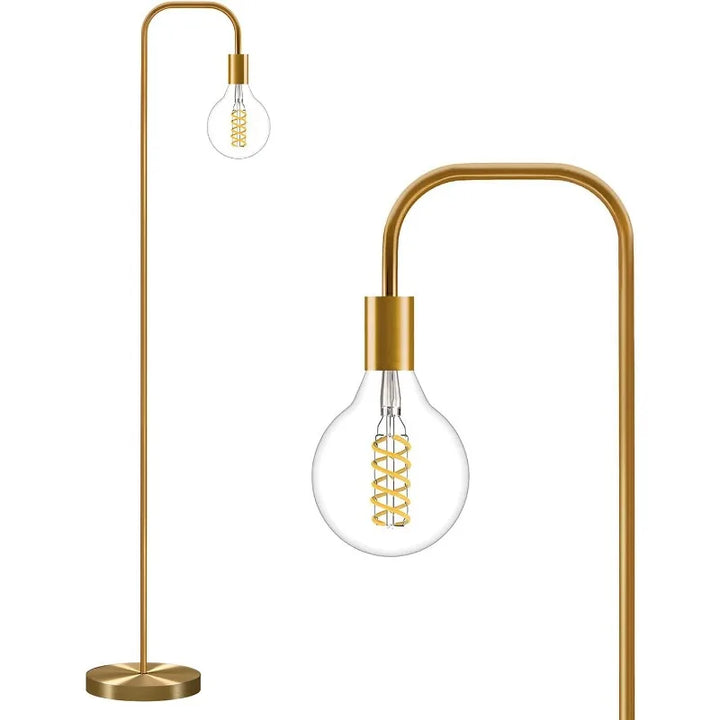 63.75'' Industrial Antique Brass Gold Minimalist Floor Lamp for Living Room, Bedroom and Office