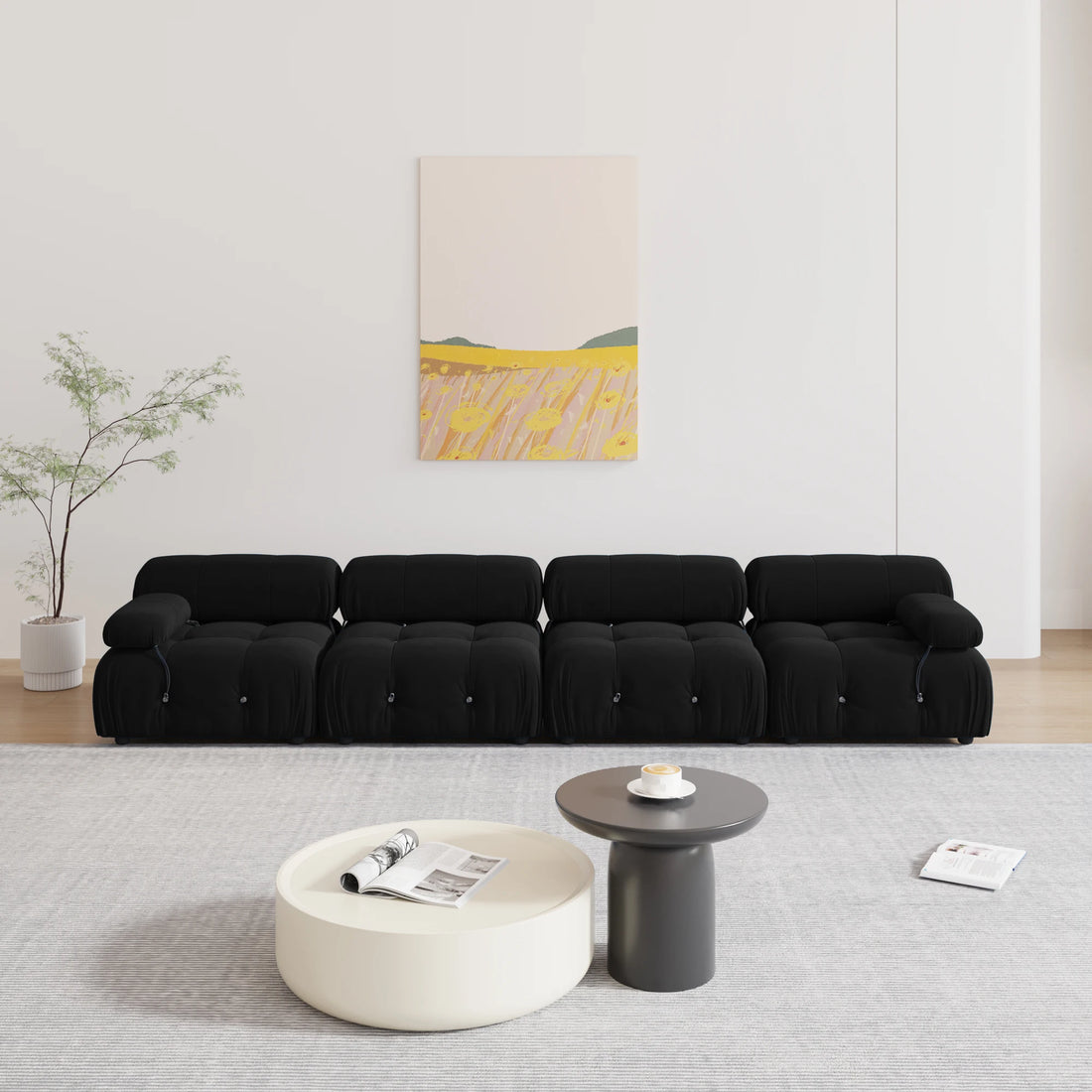 Minimalist U-Shaped Sectional Sofa with Ottomans