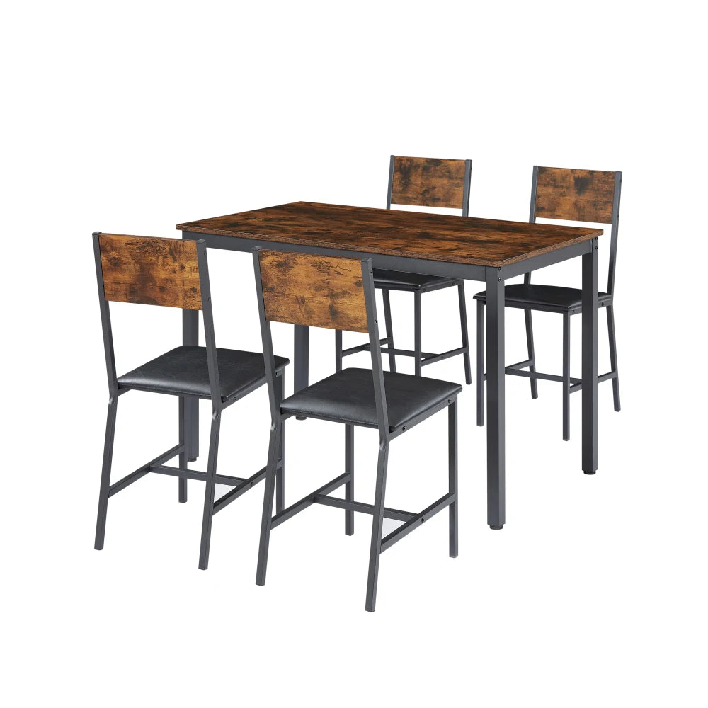 5-Piece Dining Table Set with Upholstered Chairs – Stylish & Space-Saving