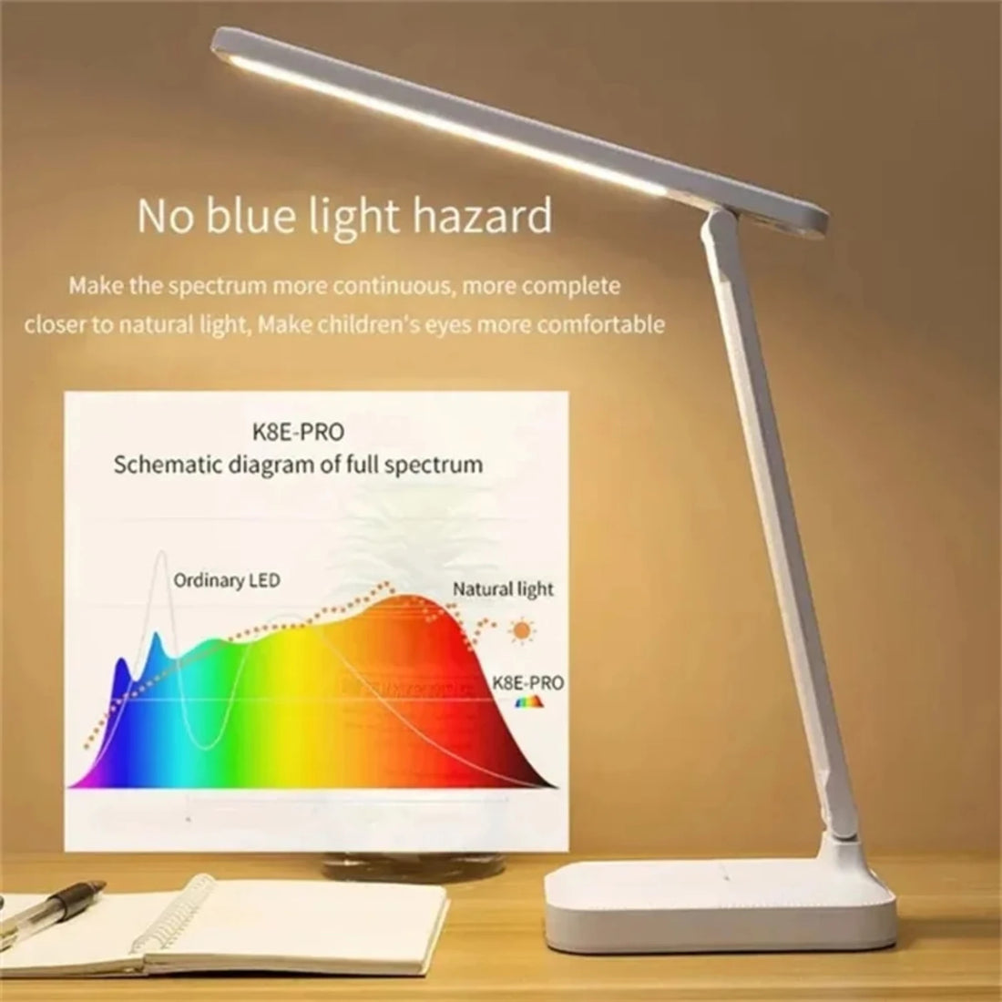 Enhanced Modern USB Chargeable LED Desk Lamp with Stepless Dimmable Settings - Convenient and Soothing Light for Bedside Reading