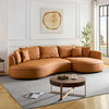 Curved Sofa Cloud Couch for Living Room – Orange Upholstered 4-Seat Eco-Leather Sofa