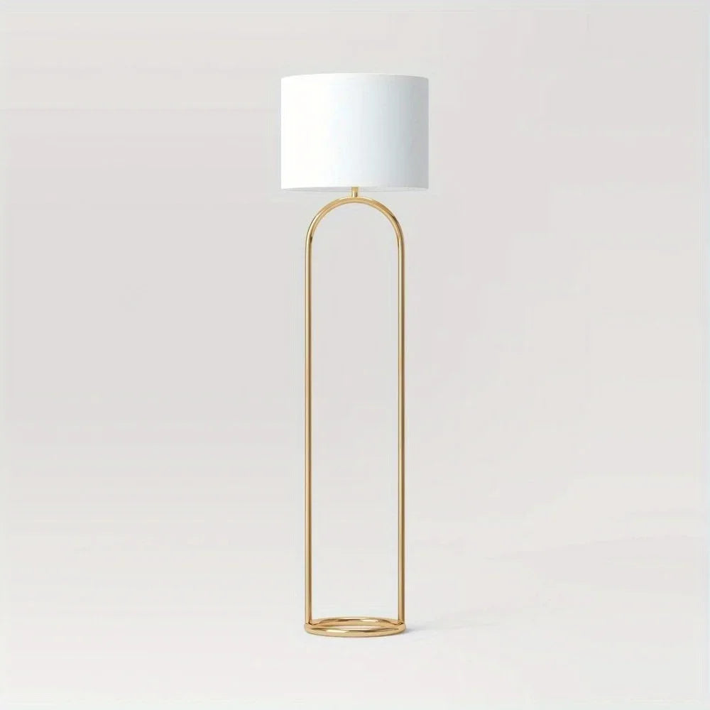 Brass ring base floor lamp