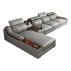 Stylish Italian Genuine Leather Sofa with Cup Holder, USB & Bluetooth Speaker