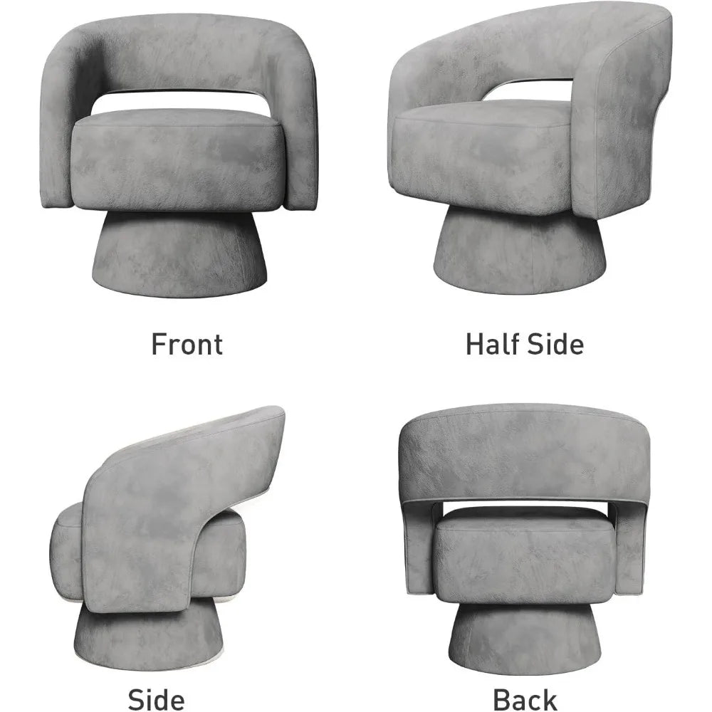 Swivel Barrel Chair Set of 2 – Velvet Accent Armchairs with 360° Swivel for Living Room, Bedroom, or Reception Room