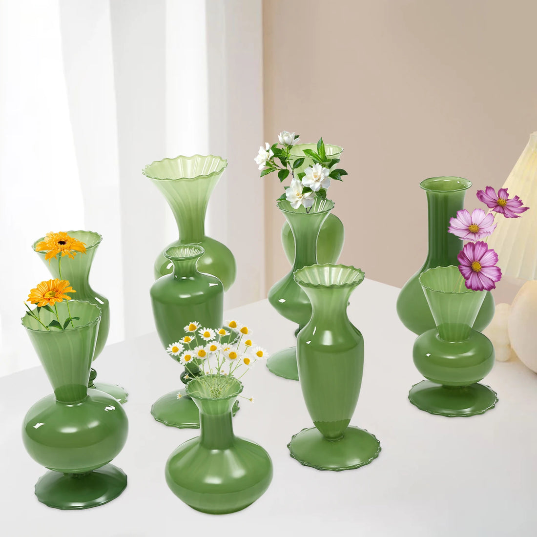 10pcs Decorative Glass Vase Set – Elegant Home and Event Decoration