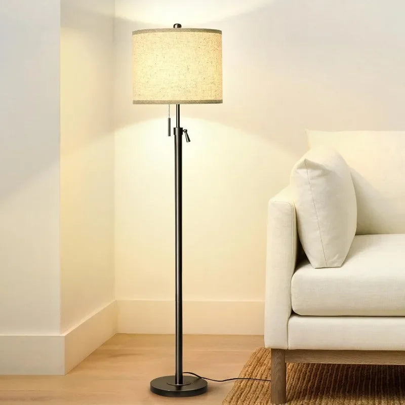 Modern Floor Lamp for Living Room, Adjustable Height Standing Lamp with Marble Base, 3-Way Dimmable Gold Brass Tall Pole Light