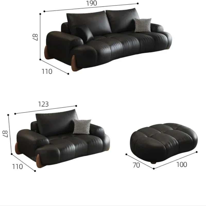 Italian Leather Living Room Sofa - Minimalist Luxury Designer Furniture