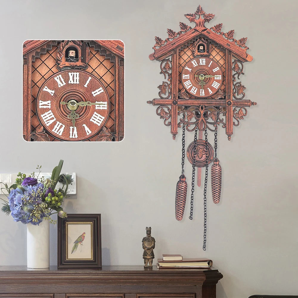 New Wooden Wall Clock – Antique Swing Pendulum with Three-Dimensional Design for Living Room