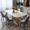 Modern Luxury Marble Dining Table Set – 8-Seater with Gold Legs & 6 Chairs