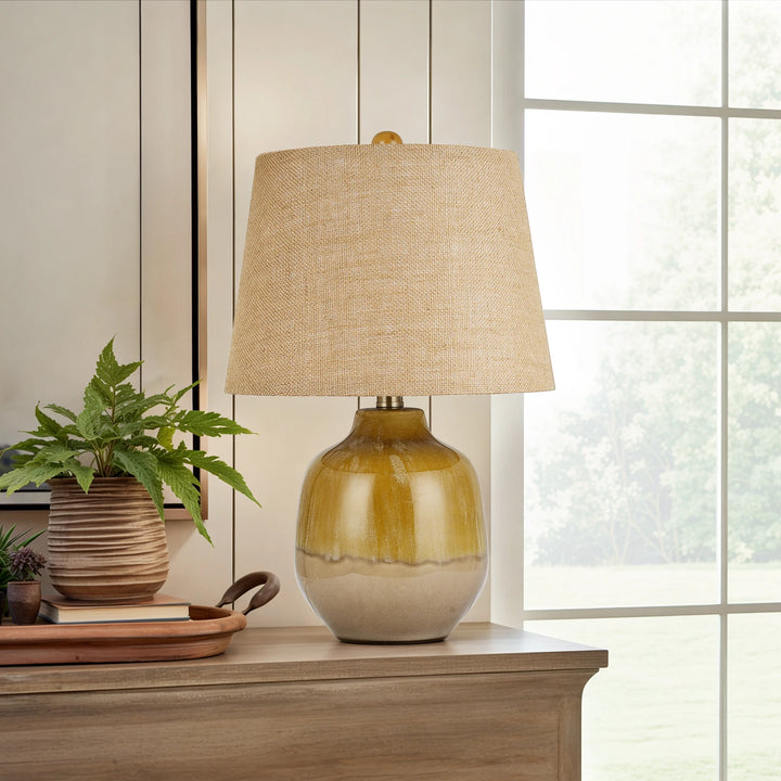 21" Ceramic Table Lamp with Burlap Shade