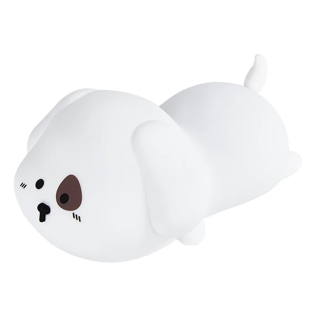 Cute Dog Night Light Dimmable Creative Animal Pat Lamp Remote Control Silicone Touch Night Lamp for Children Baby Room