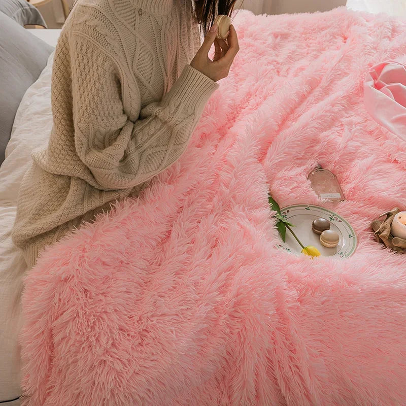 Pink Faux Fur Blanket – Soft Fuzzy Fluffy Throw Blanket for Couch, Bed, and Sofa | Warm, Cozy, and Lightweight Plush Blanket