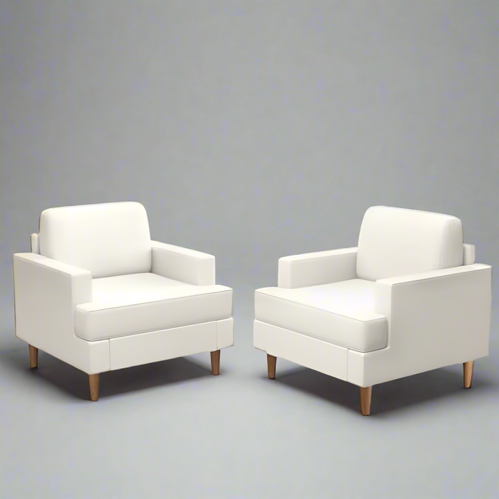 Accent Chair Set of 2 – Modern Mid-Century Linen Armchairs for Living Room or Reading Corner