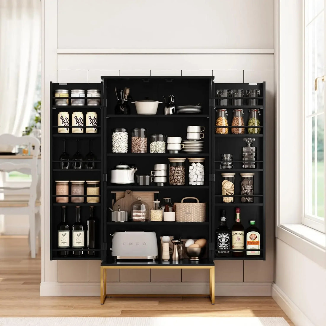 46" Modern Kitchen Food Storage Cabinet with 10 Drawers