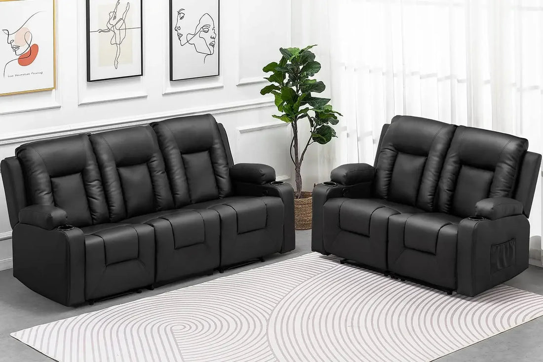 2-Piece Bonded Leather Recliner Chair Set