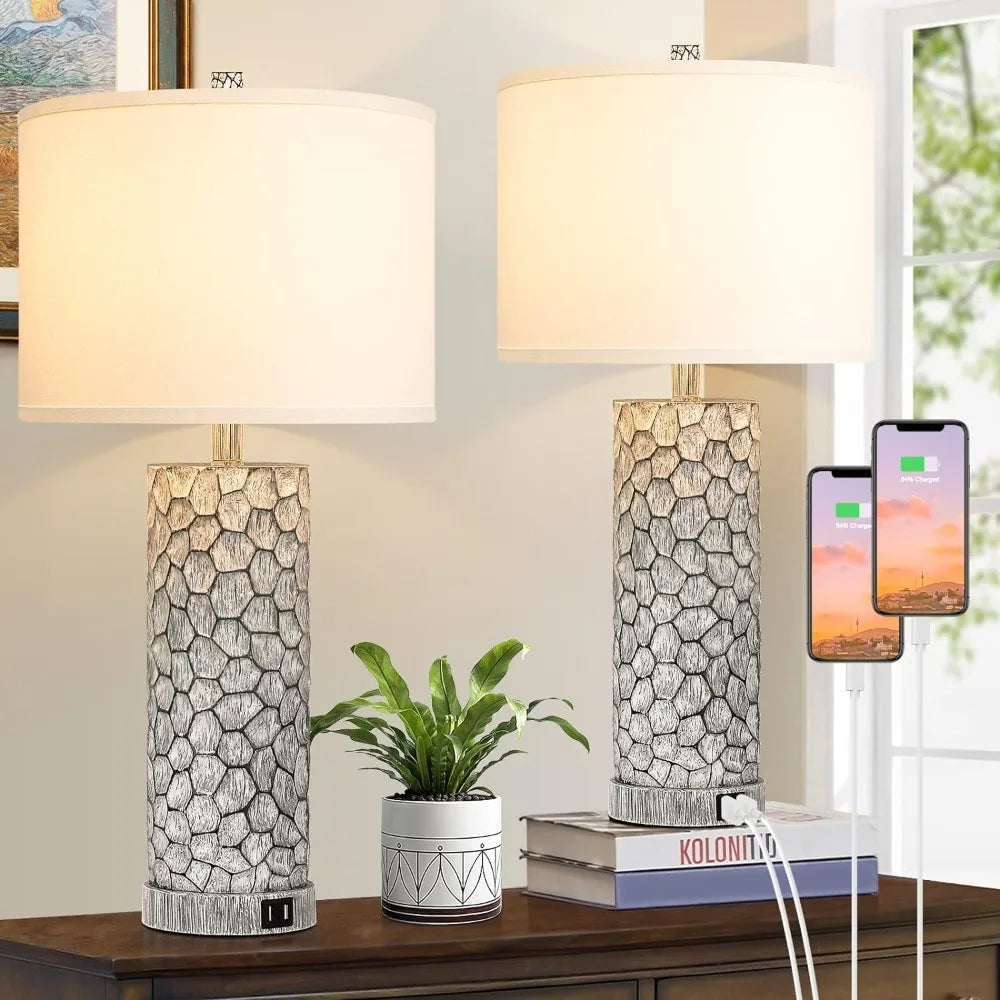 Brightever Table Lamps with Dual USB Charging Ports Set of 2