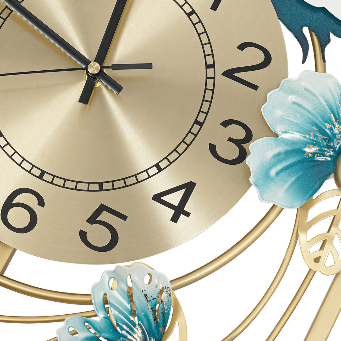 Large Peacock Wall Clock – Gold and Blue Decorative Silent Quartz Wall Clock for Living Room