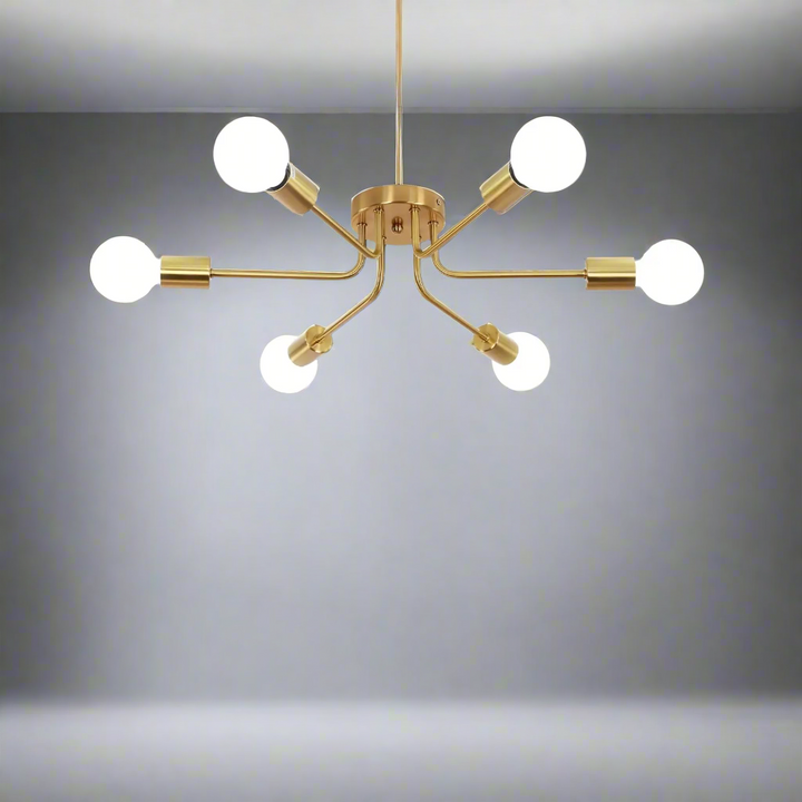 Gold Sputnik Chandelier – 6-Light Mid Century Modern Ceiling Light Fixture