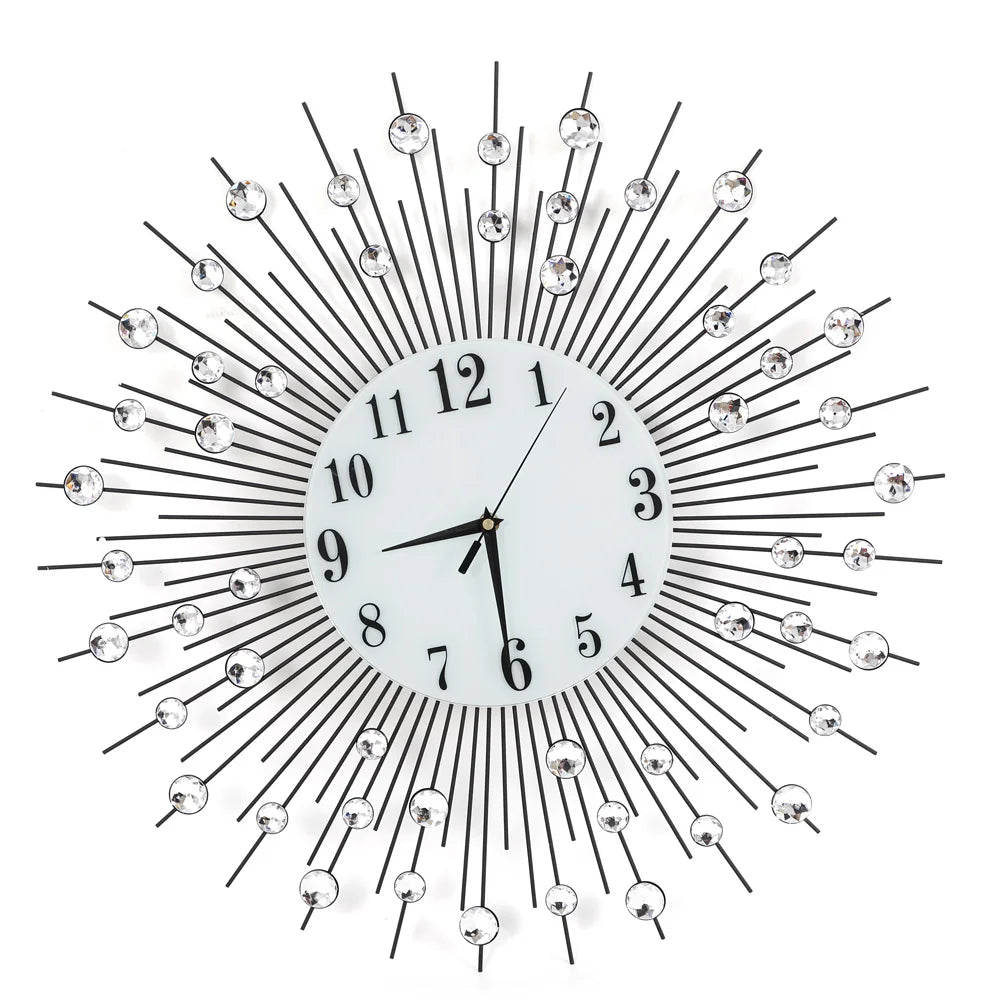 60x60cm Modern Luxury Large Art Round Diamond Wall Clock – Home and Office Décor