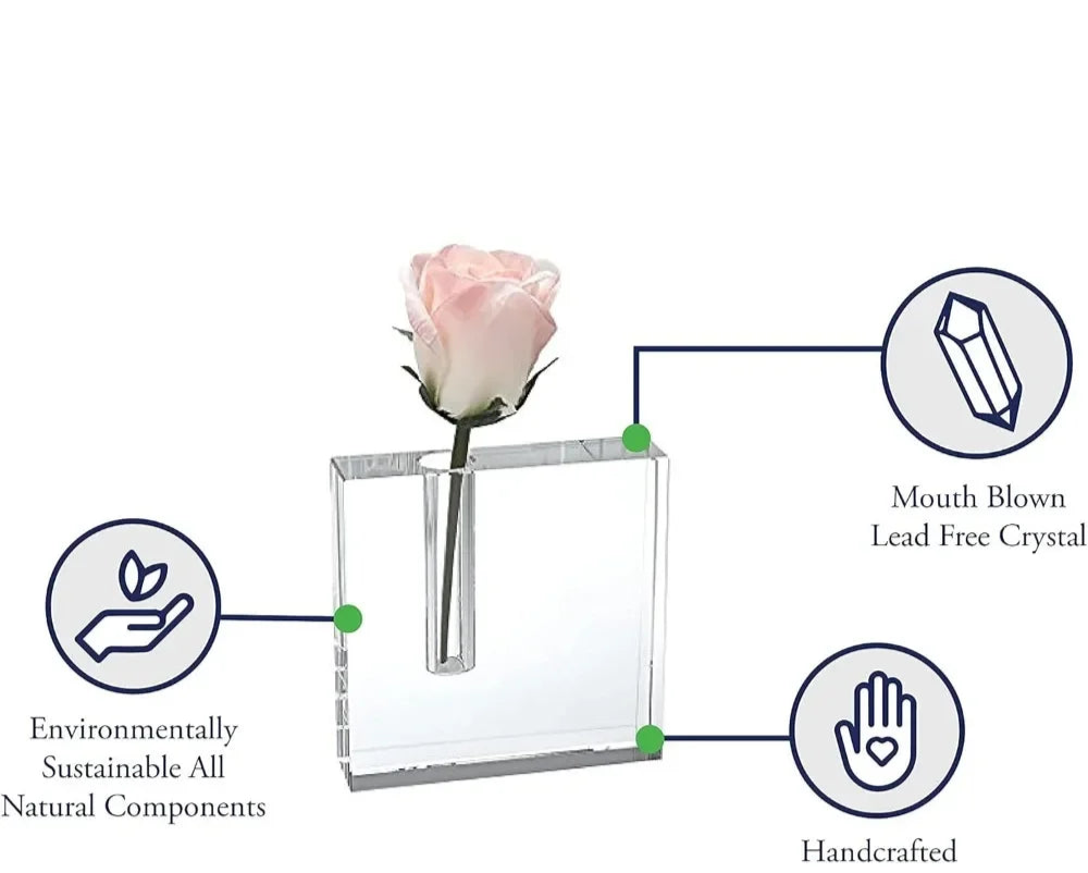 Crystal Block Bud Vase – Handmade Decorative Vase with Unique Optical Crystal Design