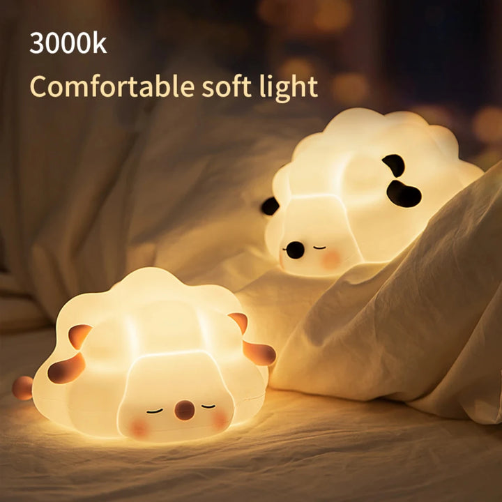 New Night Lights Cute Sheep Panda Silicone Lamp USB Rechargeable Timing Bedside Room Decor  Baby nightlight Birthday Gift