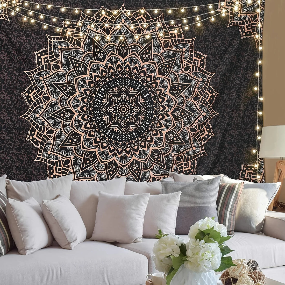 Black Mandala Tapestry – Aesthetic Wall Decor for Any Room or Special Occasion